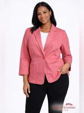 Talbots soft Pink Textured One-Button Blazer Lined academia Barbiecore/ 10